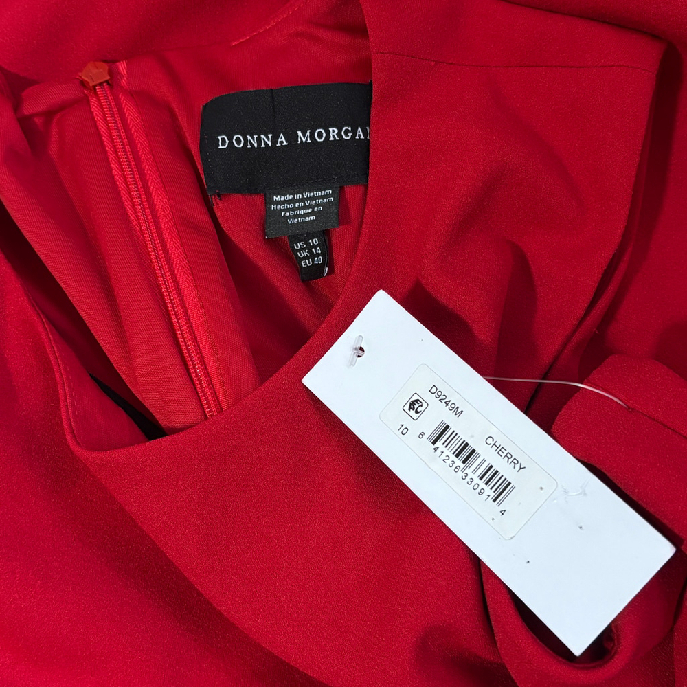 Donna Morgan Red Sleeveless Cutout Midi Dress NWT Size 10 - Picture 6 of 6